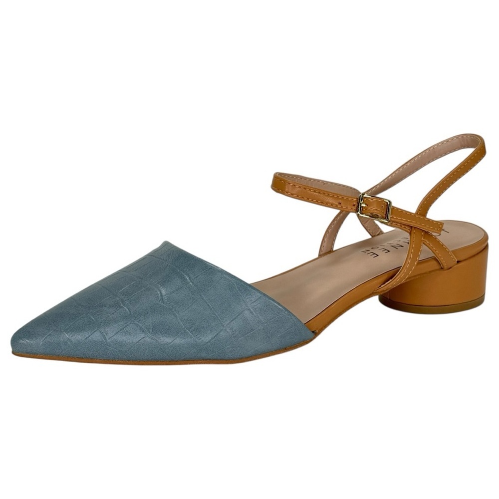 Journee Collection Brynn Blue/Tan Faux Leather Womens Flats Size 8.5M - Picture 2 of 12